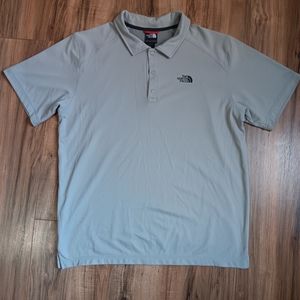 The North Face Mens LG Gray Stretch Short Sleeve Snap Up Polo Shirt